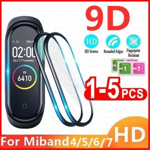 9D Screen Protector Glass For Xiaomi mi band 7 4 5 6 Full Cover Protective Film For Xiaomi Miband 6 5 Smart Watch Strap Bracelet
