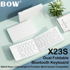 B.O.W | BOW X23S Folding Bluetooth Keyboard Ultra Thin Portable Rechargeable Type‑C Silent Keypad For IOS Android Windows Tablet Phone