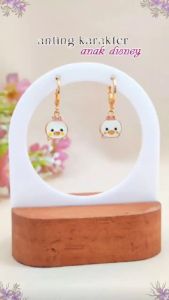 Nice Jewelry Anting anak dino ungu lucu lapis emas gold AA 006