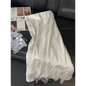 Váy Midi Cạp Cao Bằng Vải Satin Acetate Kiểu Pháp Cho Nữ Váy Chữ a Màu Trơn Váy Công Sở Mùa Hè Váy Dài Vừa Phải