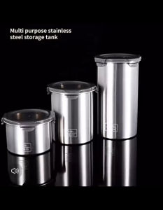 (500/900/1400ML) 304 Stainless Steel Sealed Round Food Storage Container | Airtight Grain Jar With Lid Bekas Penyimpanan