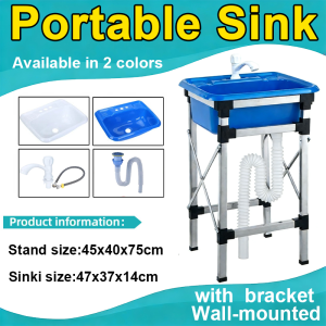 Plastic Basin with Foldable Stand Sinki Portable Kitchen Sinki Sink Rak Sink Washbasin 简易水槽