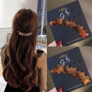 Sweet Fashion Flower Accessories Ponytail Holder Acrylic Vintage Hair Clips Flower Banana Clips Hair Claw