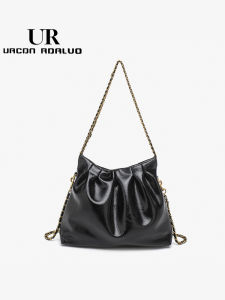 UR Luxury Folded Tote Bag Womens Large Capacity Single Shoulder Slant Cross Bag Fashionable Elegant Underarm Bag 2025 New Style