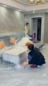 Phim Dán Tự Dính Chống Bụi 12M Bảo Vệ Đồ Nội Thất Tấm Phủ Nhựa Chống Thấm Cho Việc Sơn Tường