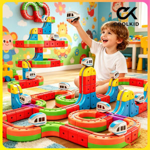 Electric Magnetic Track Train Set Magnetic Building Block 3D Racing Track Set Toys For Kids Boy&Girl