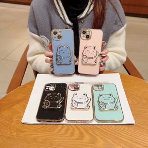 CASE SAMSUNG A15 4G / 5G SOFT CASE LUXURY PLATING LUCKY CAT STAND HOLDER PREMIUM CASE INFINIX HOT 40 / HOT 40 PRO SOFT CASE LUXURY PLATING LUCKY CAT STAND HOLDER PREMIUM CASE ITEL A70 SOFT CASE LUXURY PLATING LUCKY CAT STAND HOLDER PREMIUM