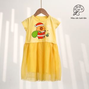 Váy bé gái Capybara Bomines Đầm phối lưới Capybara Váy giáng sinh cho bé gái từ 2-12 tuổi 10-36kg DTNLCAPYXMTUI