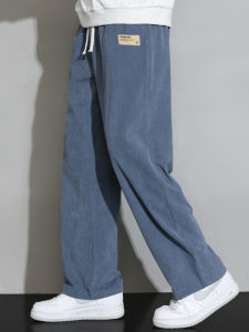 Mens Casual Corduroy Pants Spring Autumn Loose Straight Leg High Street Sporty Leisure Long Trousers Fashionable Youth Style