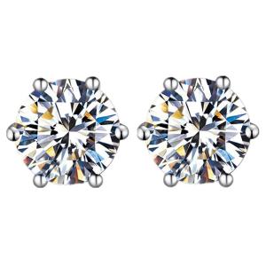 Ultra-Shiny Moissanite Diamond Stud Earrings 18K White Gold Pt950 Platinum Simulated Earrings Gift for Girlfriend Fashion Jewelry