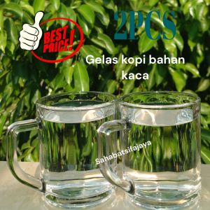 gelas kopi tahan air panas 2pcs/gelas kopi bening bahan kaca berkualitas