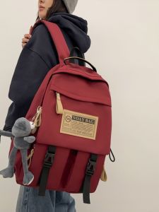 OUDENGPAI | Large Capacity Backpack For High School Students Double Shoulder Bag Sweet College Style Nylon Material Zipper Closure School Bag