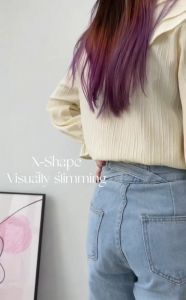 Celana Panjang J23 Celana Panjang Highwaist Kulot Jeans Wanita Celana Panjang HW Kulot Jeans Silang Belakang Boyfriend Jeans Korea