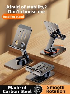 360 Degree Rotatable & Height Adjustable Phone Stand Tablet PC Desktop Support Bracket Foldable Carbon Steel