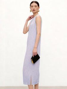 Petit Bari | Breathable and Slimming Womens Sleeveless Maxi Dress Tencel