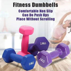 Dumbbell Rubber Household Fitness Small Dumbbells 1kg/2kg/3kg/4kg Fitness Exercise Home Weight Training Gym Fitness Exercise Lady Hexagon Dumbell Non Slip Ergonomic Grip 健身哑铃