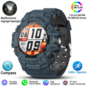 2026 New Military Smartwatch Men Sports Fitness Outdoor Compass Heart Rate IP68 Waterproof HD Bluetooth Call Rugged Smartwatchse
