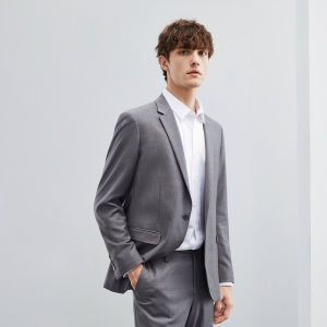 Business Casual Mens Suit Jacket Anti-Mold Technology Flat Collar Autumn New Style Youthful Gentleman Single Button Polyester Blend