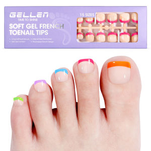 French Tip Toe Nail Tips Press Ons Short Summer Brighter Fake Toenails Soft Gel Toe 15 Sizes 150pcs Nail Tips Full Cover