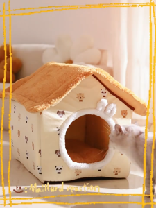 Cat Bed Winter Warm Closed Foldable Pet Sleeping House Removable Washable Cover Cozy Cushion All Season Tempat Tidur