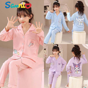ZEEMIN Halloween Christmas Sanrios Anime Kawaii Cinnamoroll My Melody Kuromi Cotton Kids Pajamas Spring Autumn Long Sleeve Comfortable Boy Girls Loungewear
