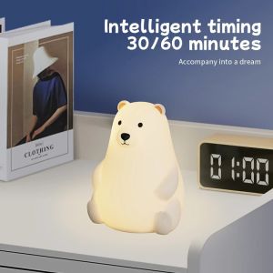 Unicorn Cute Silicone LED Night Light For Kids Children USB Rechargeable Cartoon Animal Bedroom Decor Touch Night Lamp for Gifts