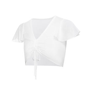 White Mesh Dancing Cover Shirt for Girls