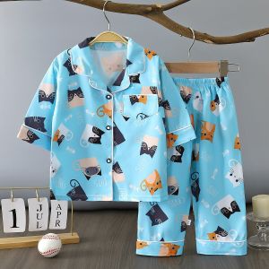 Tagkita | Summer Lightweight Kids Sleepwear 7/8 Sleeve Cardigan