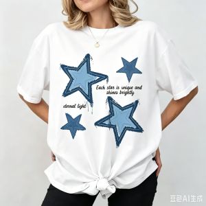 Sanrio | Retro Star Vintage Casual Y2k Fashion T-shirt Print Short Sleeve Summer Fashion T Shirt Top Tee Summer Ladies Girls Shirt
