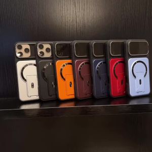 Luxury Folding Two Stand For Magsafe Magnetic Phone Case For IPhone17 Air 16 15 14 Plus 13 12 11 18 Pro Max Lens Protector Cover