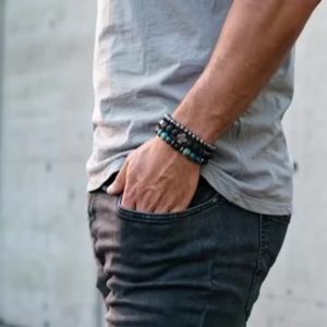 Stylish 3Pcs Men Bracelet Set Natural Tiger Eyes Lava Stone Beaded Braclet Hematite Healing Braslet Gift For Him Pulseria
