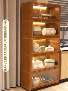 Lemari Dapur Rak Kabinet Dapur 5 Susun Rak Oven Microwave Rak Dapur Serbaguna Lemari Dapur Lantai