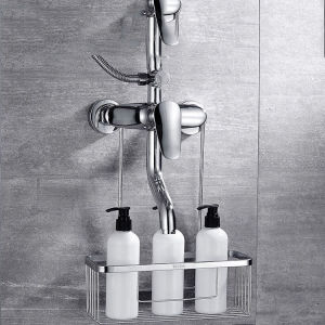 304 Stainless Steel Shower Faucet Hanging Basket Punch-Free Bathroom Storage Rack Hotel Bathroom Single-Layer Storage Rack