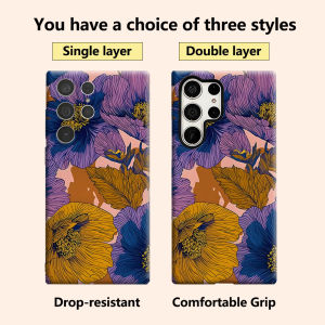 BILIBILI | Vintage Purple Floral Print Luxury Fashion Full Lens Protective Case for Samsung Galaxy S26 S25 S24 A56 A36 Plus Ultra