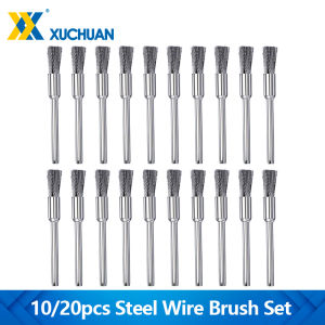 10/20pcs Stainless Steel Wire Wheel 3.0 Shank Wire Pen Brush Polishing Tool for Dremel Accessories Rust Paint Removal Brush Set