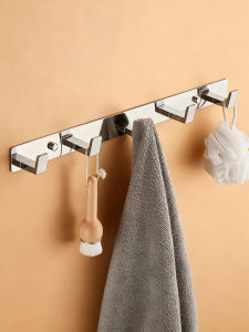 Punch-Free 304 Stainless Steel Wardrobe Hook Wall Hanging Coat and Hat Hook Toilet Clothes Clothes Hook Kitchen Row Hook