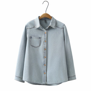 Loose Fit Long Sleeve Denim Shirt American Casual Style Vintage Open Cardigan Spring Autumn New Model Womens Business Casual Shirt