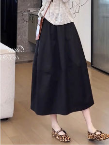Fashion New Elegant Design Small Batch Casual Black Floral Skirt