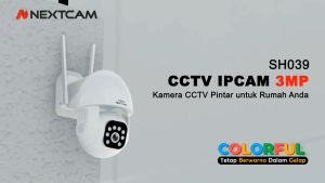 Smart Kamera CCTV Outdoor Wifi Wireless Tanpa Kabel PanTilt IPCamera Colorful Colorvu 3MP Megapixel Alarm Sirene Srihome Nextcam Tetap berwarna dalam gelap