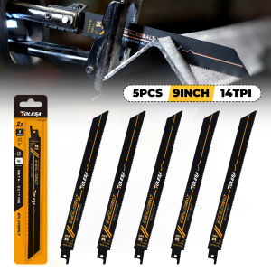 TOLESA 5PCS Heavy Metal Cutting Reciprocating Saw Blades 6in/9in 14TPI Cast-Iron Bi-Metal Sabre Saw Blades for Metal Pipe Rebar
