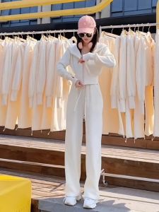 Premium Fishbone Sweatshirt Set Womens Casual Sportswear Two-Piece Suite Anti-Aging Spring Autumn Fashion Homegear