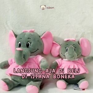 Boneka gajah cantik elephant plush lucu with rok pink Istana Boneka mainan bayi dan anak untuk kado ulang tahun birthday