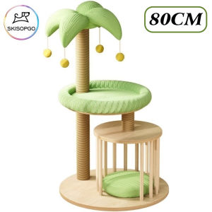 SKISOPGO Indoor Tree Scratcher for Cat Climbing Frame Durable Big Cat Tower with Hanging Ball for Kitten House