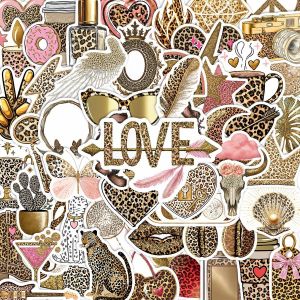 Keeppley | 55 Chiếc Da Báo In Hình Graffiti Bộ Hình Dán Hoạt Hình Retro Thẩm Mỹ Đề Can Cho Chai Túi Du Lịch DIY Quà Tặng Sáng Tạo Nhựa PVC Chống Thấm Nước