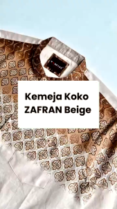 Vanfive Kemeja Koko Batik Shanghai Lengan Panjang Pria Slim Fit ZAFRAN - Beige