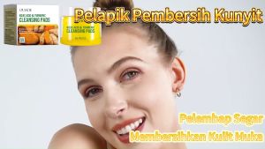 OUHOE Pad Pembersih Kunyit Pembersihan Lembut Kulit Wajah Mencerahkan Pelembap Menyegarkan Penjagaan Kulit Pad Pembersih
