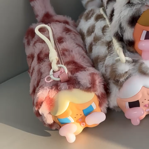 Cartoon Plush Pencil Case Large Capacity Leopard Print Doll Pouch Bag School Stationery Organizer