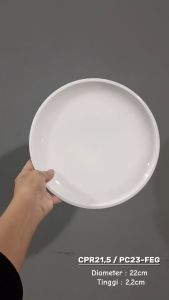 Piring Keramik 22CM (1PCS) Putih Polos By Indo Keramik / Piring Makan Keramik / Piring Putih Keramik / PC23-FEG