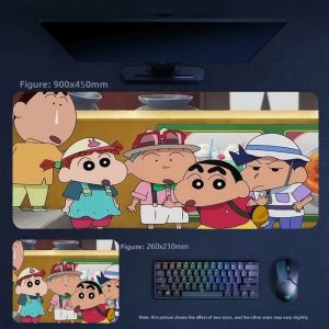 Potdemiel | Animation Office Stylish Simple Premium Mouse Pad Table Mat Crayon Shin Chan and His Friends Series Leather Non-slip Mouse Pad