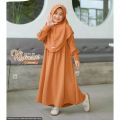 Gamis Muslim Anak Perempuan Usia 5-12- Tahun Khanza Syari Kids Crinkle Baju Wanita  Remaja Tanggung. 